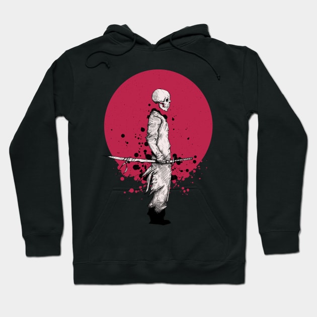 Samurai Red Moon Hoodie by Jess Adams